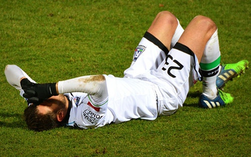 Sports injury with hamstring strain