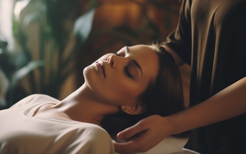 person receiving a sports massage with a massage therapist using massage techniques to reduce swelling and prevent future injury