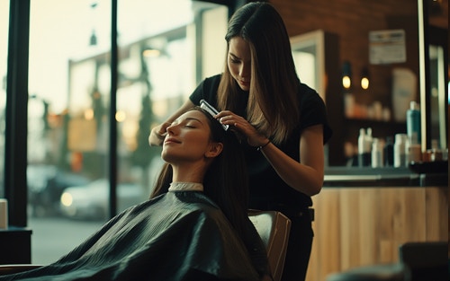 regular hair trim by hair stylist in hair salon