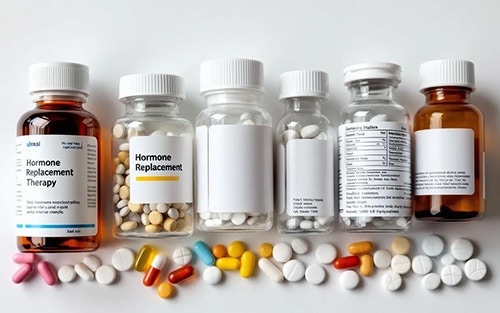 medication bottles - hormone replacement therapy pills for adrenal dysfunction