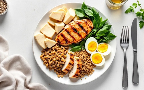 plate with lean protein sources beneficial for runners